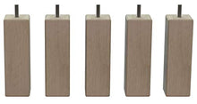 MEGALUXFRANCE - Set di 5 piedi per letto quadrato in legno di faggio grezzo, 46 x 46 x 150 mm