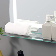 kleankin Specchio da Bagno Luci a LED, Interruttore Touch Mensola in Vetro con Utensili per Montaggio a Parete 70x50cm
