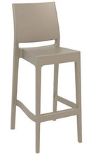 CLP Set 2 Sgabelli Bar Maya Impilabili In Polipropilene I Coppia Sedie Sgabello Alte Outdoor Con Schienale Alt 75CM, Colore:fango