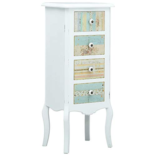 Tidyard Credenza Moderna con 4 Cassetti in MDF Bianca,Credenza con Cassetti,Armadietto Moderno,Armadietto con Cassetti,Cassettiera Moderna 40x30x95 cm