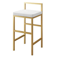 IG Art Art Sgabello Pub Cucina Contatore Altezza, Cuscino in Velluto Sedile Morbido, Gambe in Metallo Gold, Decorazione Moderna per Mobili,Bianca,65 Cm.