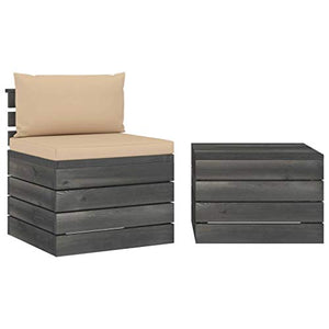 FAMIROSA Set Divani da Giardino su Pallet 2 pz con Cuscini Massello Pino-1662