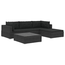 SKM Set Divani da Giardino 6 pz con Cuscini in Polyrattan Nero P