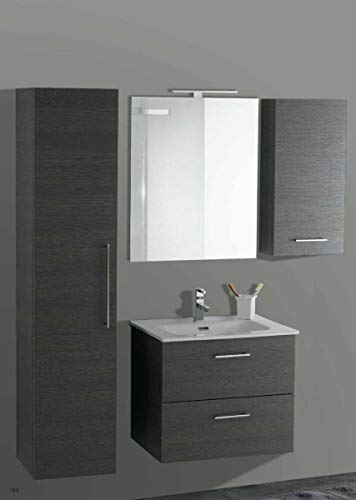 Set Mobile Lavabo Specchio LED Arredo Bagno Moderno Londra60 CERAMICHEMIRANDA-Olmo Grigio