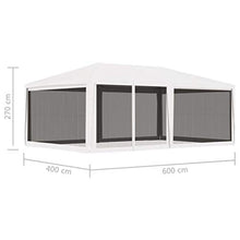 Festnight Tendone per Feste con 4 Pareti in Rete 2,5x2,5 m/4x6 m Impermeabile Protezione UV Tenda Giardino Sagre Eventi Mercati Esterno Bianco Gazebo con Zanzariera