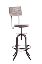 CLP Sgabello Bar Design Industriale Belt In Legno E Metallo - Sedia Rustica Con Schienale Ad Altezza Regolabile 61-74 cm, Colore:bronzo