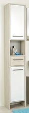 AVANTI TRENDSTORE - Julian - Armadio a colonna da bagno, in laminato di pino chiaro e colore bianco lucido, dimensioni LAP 33x195,5x28 cm