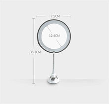 ADSE Specchio per Il Trucco del LED 5 X Specchio per Il Trucco del Bagno con ingrandimento con Potente Ventosa di 180 Gradi; Specchio da Viaggio Rotation Daylight Cordless e Compatto