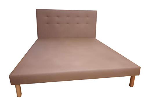 SARDAMATERASSI letto matrimoniale in similpelle tortora, con rete in doghe di faggio inclusa con un design alla moda