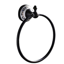 Julymoda - Portasciugamani da parete in stile retrò, in ottone, ad anello, gancio per asciugamani da bagno, in rame anticato, stile vintage
