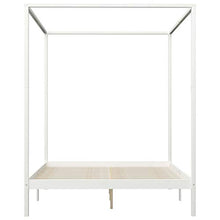 Lasamot Struttura Letto in Legno di Pino con 2 cassetti, Struttura a baldacchino per zanzariera, Staffa per Montante, Adatta per Materasso 160x200 cm (Materasso Non Incluso), Bianca