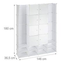 Relaxdays 10021976_49 Armadio Guardaroba Componibile, 20 Scomparti, Sistema a Incastro, Plastica, 180x146,3 cm, Bianco