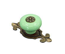 SaySure - 1 Pair Green Ceramic Door Drawer Cupboard Handle Pull Knobs