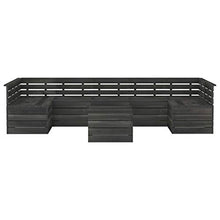 FAMIROSA Set Divani da Giardino su Pallet 7 pz Legno Pino Grigio Scuro-3756