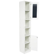 Mobiletto da bagno a colonna con specchio, Mobiletto a colonna per bagno indipendente Cassettone bianco, Mobiletto stretto, 28,8 x 29,8 x 179,5 cm