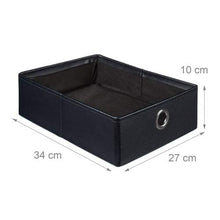 Relaxdays Pouf Contenitore Pieghevole, Scomparto Interno, 2 Cassetti Rimovibili, Cubo, finta pelle, Nero, HxLxP: 38 x 38 x 38 cm