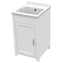 Mediawave Store - Lavatoio in Resina e PVC Interno Esterno 45x50cm Art 9231 Lavabo con Mobile Integrato di Colore Bianco, Mobiletto in Legno con lavabo, Lavandino, Lavapiatti, Lavabo per Bucato
