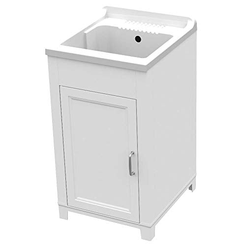 Mediawave Store - Lavatoio in Resina e PVC Interno Esterno 45x50cm Art 9231 Lavabo con Mobile Integrato di Colore Bianco, Mobiletto in Legno con lavabo, Lavandino, Lavapiatti, Lavabo per Bucato