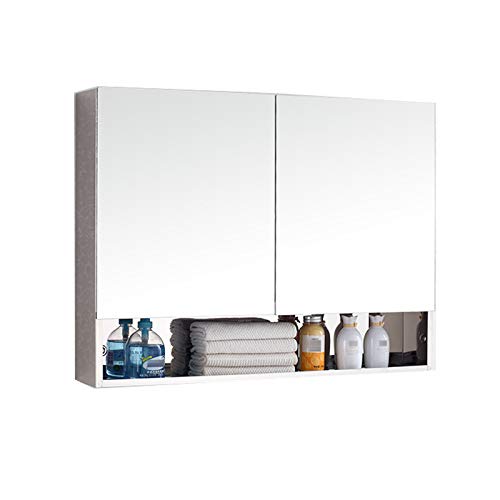 ZTGL Armadietto a Specchio da Parete per Bagno, Mobiletto Bagno Sospeso Multiuso da 31,5 x 23,6 Pollici, Armadietti Farmacia in Acciaio Inossidabile con 2 Ante