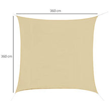 Outsunny Tenda Parasole Quadrata per Esterni in HDPE Impermeabile Traspirante, Protezione Raggi UV 95%, 360x360 cm