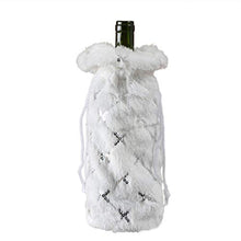 Amosfun Sacchetto della Bottiglia del Vino della Peluche Copertura della Bottiglia di Vino di Natale Bianco per Le Decorazioni del Partito di Vacanza Invernale