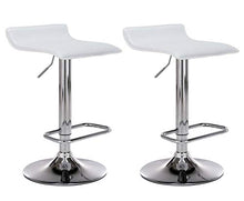 CLP Set 2 Sgabelli Bar Dyn In Similpelle I Coppia Sedie Da Cucina Bancone Con Poggiapiedi, Colore:bianco