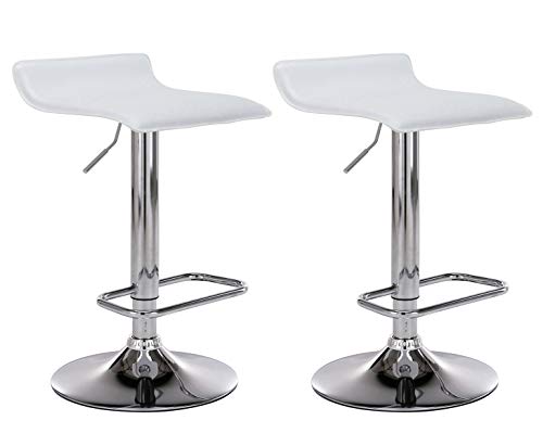 CLP Set 2 Sgabelli Bar Dyn In Similpelle I Coppia Sedie Da Cucina Bancone Con Poggiapiedi, Colore:bianco