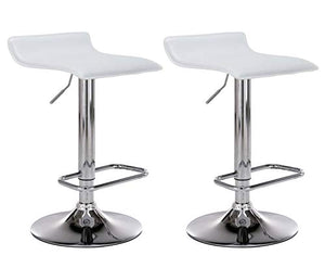 CLP Set 2 Sgabelli Bar Dyn In Similpelle I Coppia Sedie Da Cucina Bancone Con Poggiapiedi, Colore:bianco