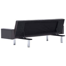 mewmewcat Divano Letto con Braccioli Grigio in Similpelle,Divano Letto 3 Posti,Divano Letto in Ecopelle Grigio Moderno
