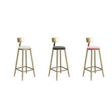 Sedia da banco Nordic Bar Sgabello in ferro battuto creativo Golden Dining Chair per bar ristorante bar con schienale seggiolone morbido e confortevole cuscino passo sgabello da bar Sgabello alto sgab
