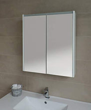 Specchiera specchio bagno pensile contenitore 2 ante, fascia led, cm.67x60x15
