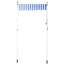 Pissente - Parasole retrattile impermeabile per finestra, impermeabile, anti-UV, tenda da giardino a scomparsa, per balcone, patio, giardino, 4 x 1,2 m (blu e bianco)