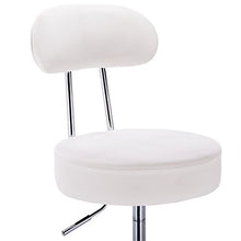 eSituro Sgabello Girevole con Ruote Sgabelli Scrivania Estetica con Schienale Sedia Ufficio Regolabile in Ecopelle per Studio Medico Parrucchiere Bianco SBST0182
