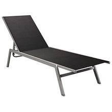 Goliraya Lettino Prendisole Reclinabile Acciaio e Textilene Nero,Sedia a Sdraio da Giardino Reclinabile in Acciaio,Lettino da Sole Reclinabile,Lettino da Giardino Reclinabile 200x58x32 cm