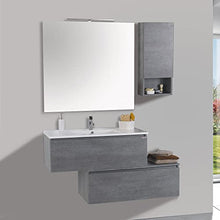 mazzoni Mobile da Bagno Sospeso 100cm Pensile P18cm Boston 15 Grigio Cemento