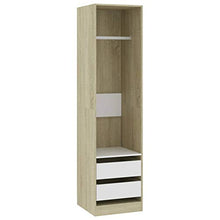 Tidyard Armadio Vestiti Salvaspazio Moderno Truciolato con 2 Cassetti,Guardaroba Moderno,Armadio con Cassetti,Armadio Salvaspazio,Armadio Camera da Letto,Guardaroba Armadio Ingresso 50x50x200 cm