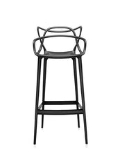 Kartell Masters Stool Sgabello, Tecnopolimero termoplastico Riciclato con Carica Minerale e Trattamento Soft-Touch, Nero, H. 75
