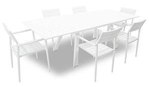 giordano shop Set Tavolo Allungabile e 6 Sedie da Giardino in Alluminio Serse Bianco