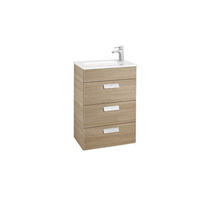 Roca Lavabo + Mobile base 3 cassetti Unik Debba, 50 x 36 x 72 cm, colore rovere (Riferimento: A851278155)