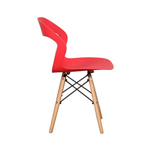 Sedia da pranzo moderna in plastica stile minimalista con gambe in ferro per cucina, sala da caffè, soggiorno, ristorante set di 4 (rosso, 4)