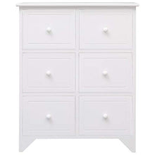 Lasamot Mobile Laterale con 6 cassetti Credenza Armadio di stoccaggio Armadio Hall per Soggiorno Camera da Letto Bianco Stile 2 60x30x75cm Legno di paulonia