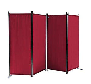QUICK STAR Paravento da Giardino 220 x 165 cm 4 parti pieghevole Divisorio in Tessuto Balcone Protezione della Privacy Rosso Rubino