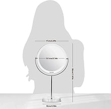 Auxmir Specchio Trucco da Tavolo Bifacciale, Specchio Ingranditore 10X/1X, Specchio da Bagno Rotazione a 360︒ Stile Retrò, Supporto Cromato, Bordo e Piedistallo Trasparente