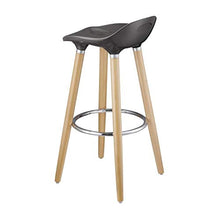 OSLO Lot de 2 tabourets de bar gris laqué + pieds hetre massif - Contemporain - L 39 x P 40 cm
