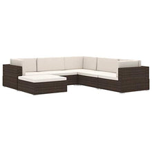 vidaXL Sofa Centrale Modulare 1 pz con Cuscini Foderati Lavabili Leggera Elegante Arredi da Esterno Divano in Polyrattan Marrone Telaio in Acciaio