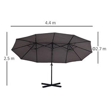 Outsunny Ombrellone Doppio in Acciaio e Poliestere Anti-UV Impermeabile con Manovella, Colore: Grigio, 270 x 440 x 250cm