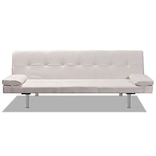 Festnight Adjustable Bed Sofa with Two Pillows Divano Letto Regolabile in Ecopelle/Similpelle/Pelle Artificiale con Due Cuscini da Soggiorno 168 x 77 x 64 cm Bianco/Nero