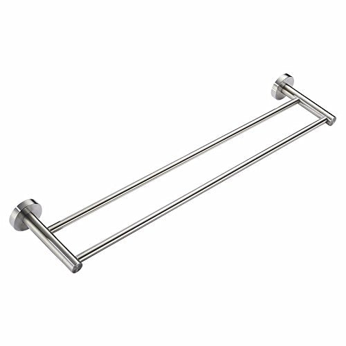 MBYW Portasciugamani Alto carico Portasciugamani da Bagno Mensola portaoggetti Porta Asciugamani Doppio, Acciaio Inossidabile, Supporto a Parete, Accessori per Il Bagno, Finitura Spazzolata, 50 cm
