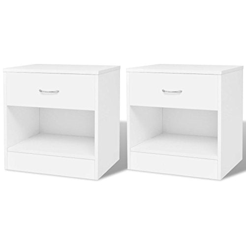 Tidyard 2 pz Comodini Moderno Truciolato Bianco con Cassetto,Comodino Camera da Letto Moderno,Comodino con Cassetto,Comodino Cameretta Moderno,Comodino Bianco 36,5x30,5x38 cm
