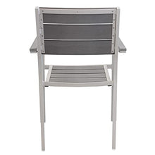 Milani Home s.r.l.s. Set Tavolo Giardino Quadrato Fisso con Piano in Polywood 70 X 70 con 2 Poltrone in Alluminio Tortora da Esterno